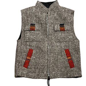 Guatemala Wool Zip Vest, Pockets, Brown, M